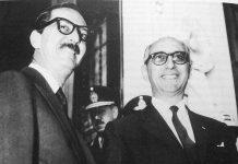 El presidente de Brasil Jânio Quadros junto a Arturo Frondizi el 21 de abril de 1961 en Uruguayana.